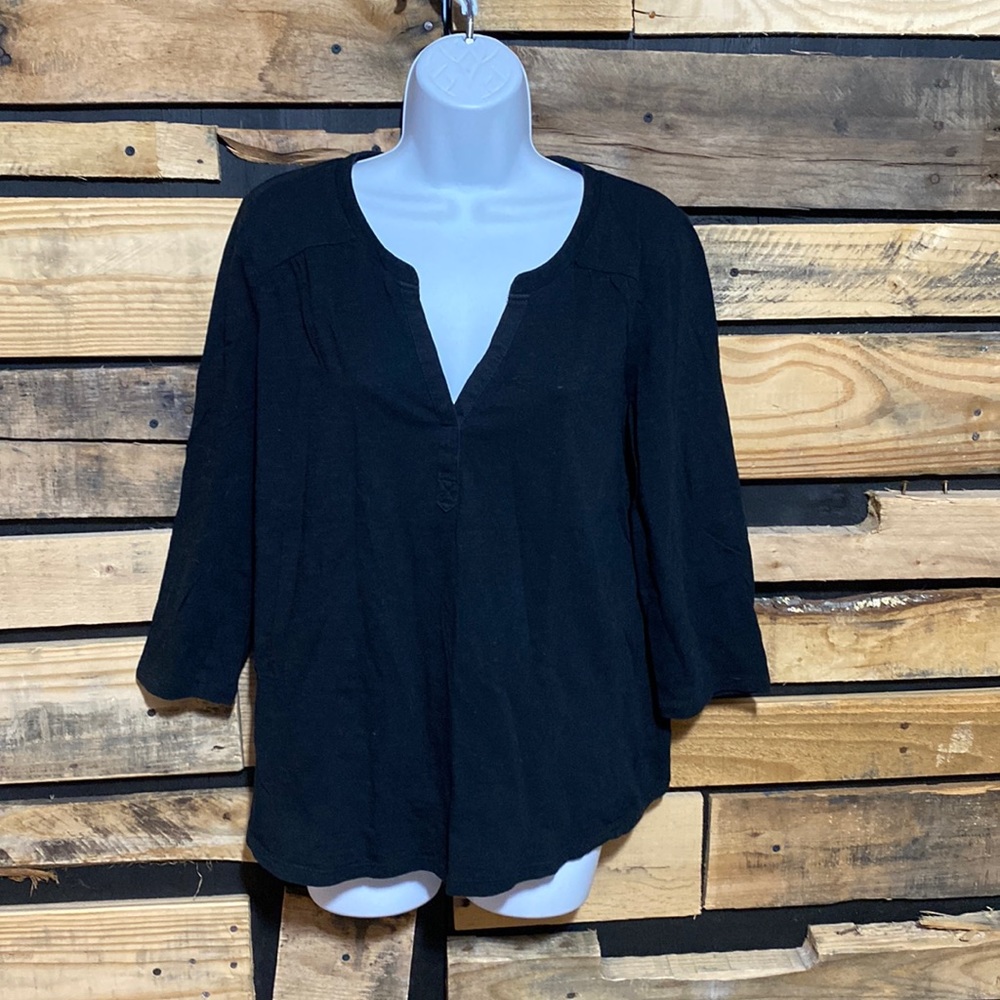 Boden The Cotton Notch Tee‎ J0365 Black Size Medium 3/4 Sleeve